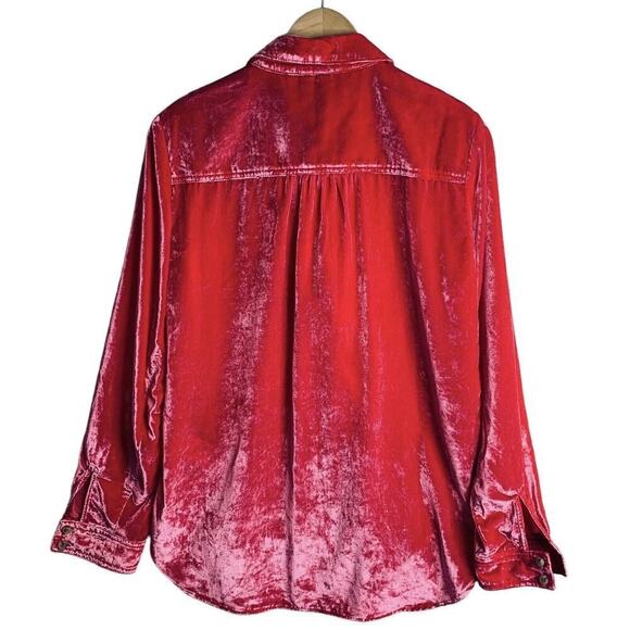 Pilcro Mara Crushed Velvet Relaxed Button Up Shirt Womens Size 4 NWT $128 - Picture 16 of 16
